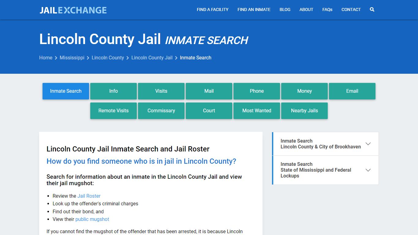 Inmate Search: Roster & Mugshots - Lincoln County Jail, MS